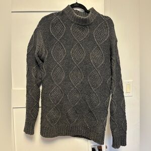 Aspen Charcoal Grey Diamond Cable Knit Mock Neck Winter Sweater